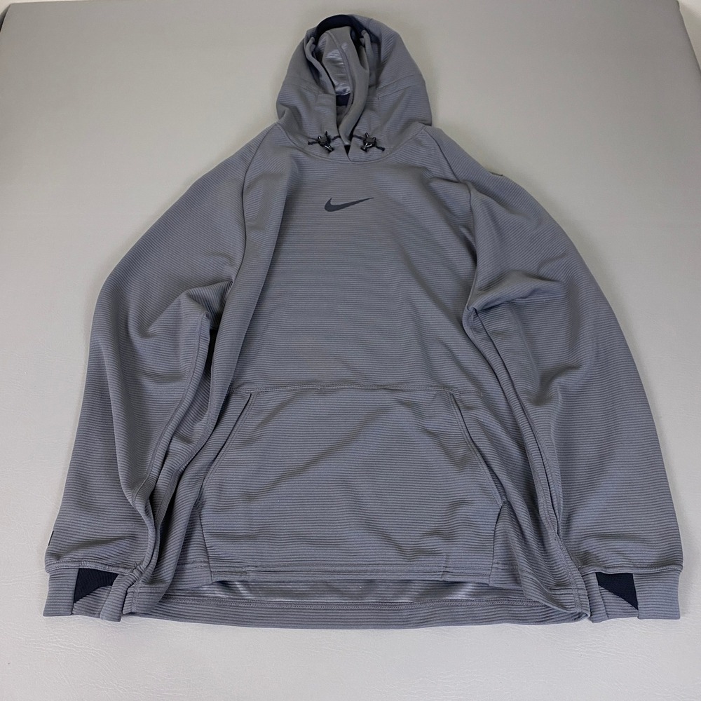 Nike Pro Fleece Training Hoodie Dri-FIT Mens Large Gray Textured Center Swoosh